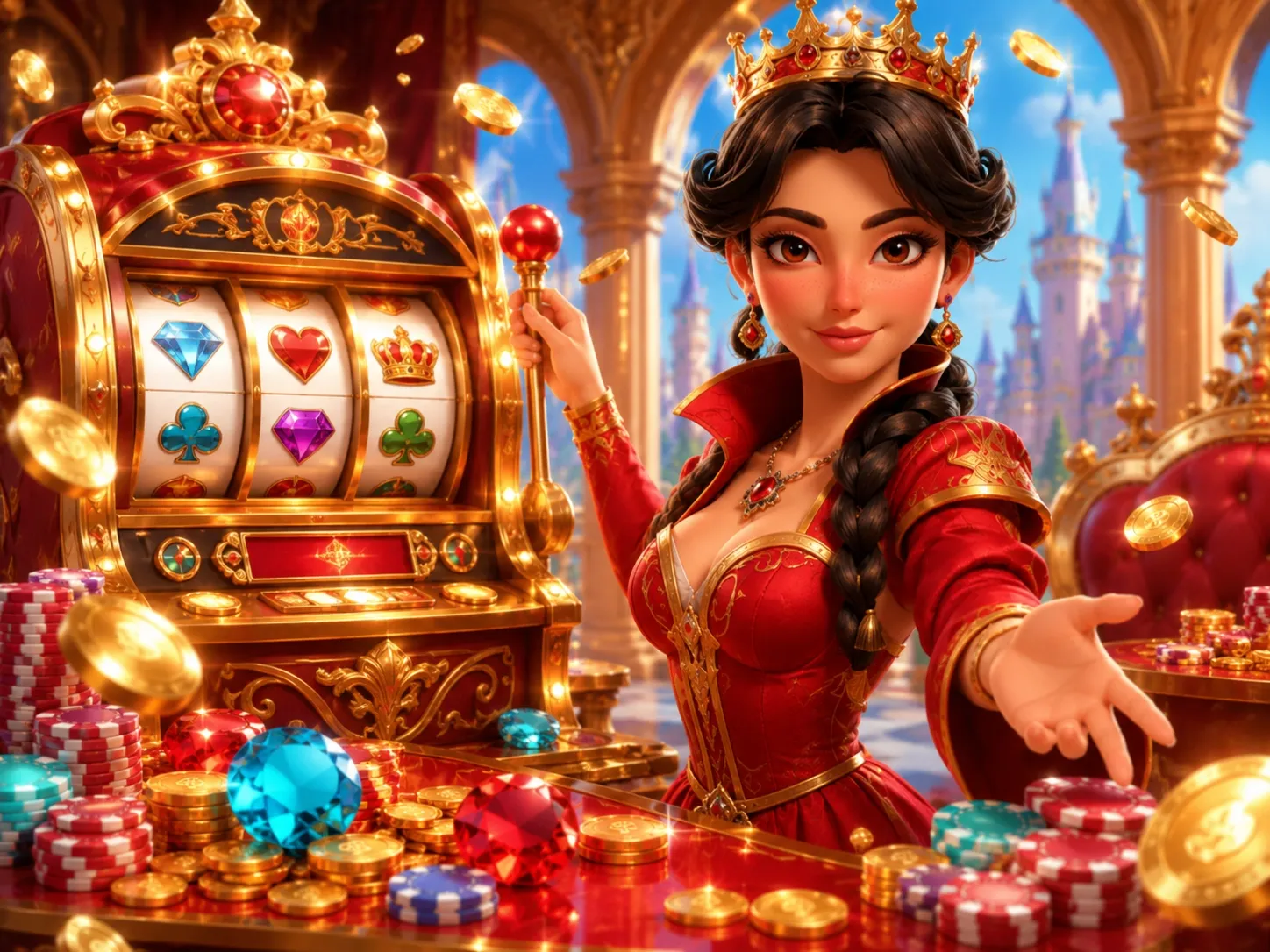 Golden Slot Machine Jackpot Scene